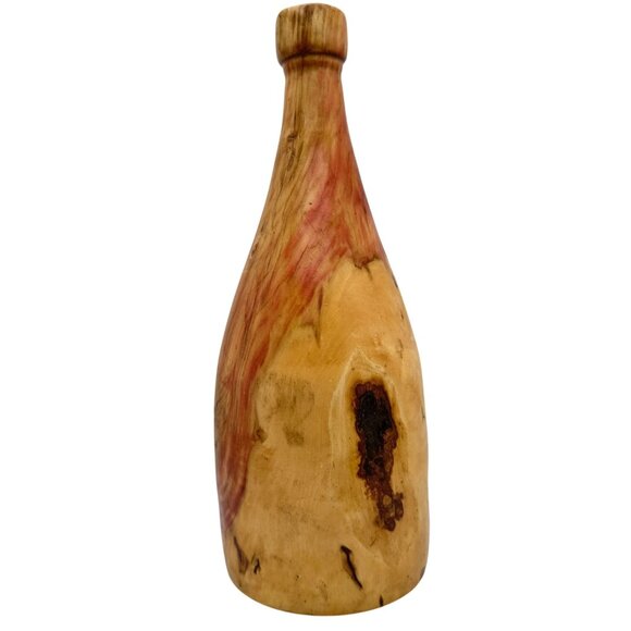 Handcrafted Box Elder Wooden Wine Bottle Decorative Vase Signed SR Holton Gift